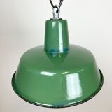 Industrial green enamel pendant lamp, 1960s