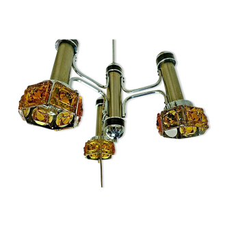 Vintage design chandelier pop chandelier glass metal 70s/80s lamp Raak