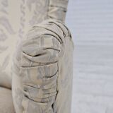 1950s, Danish armchair, reupholstered, creamy/white floral fabric.