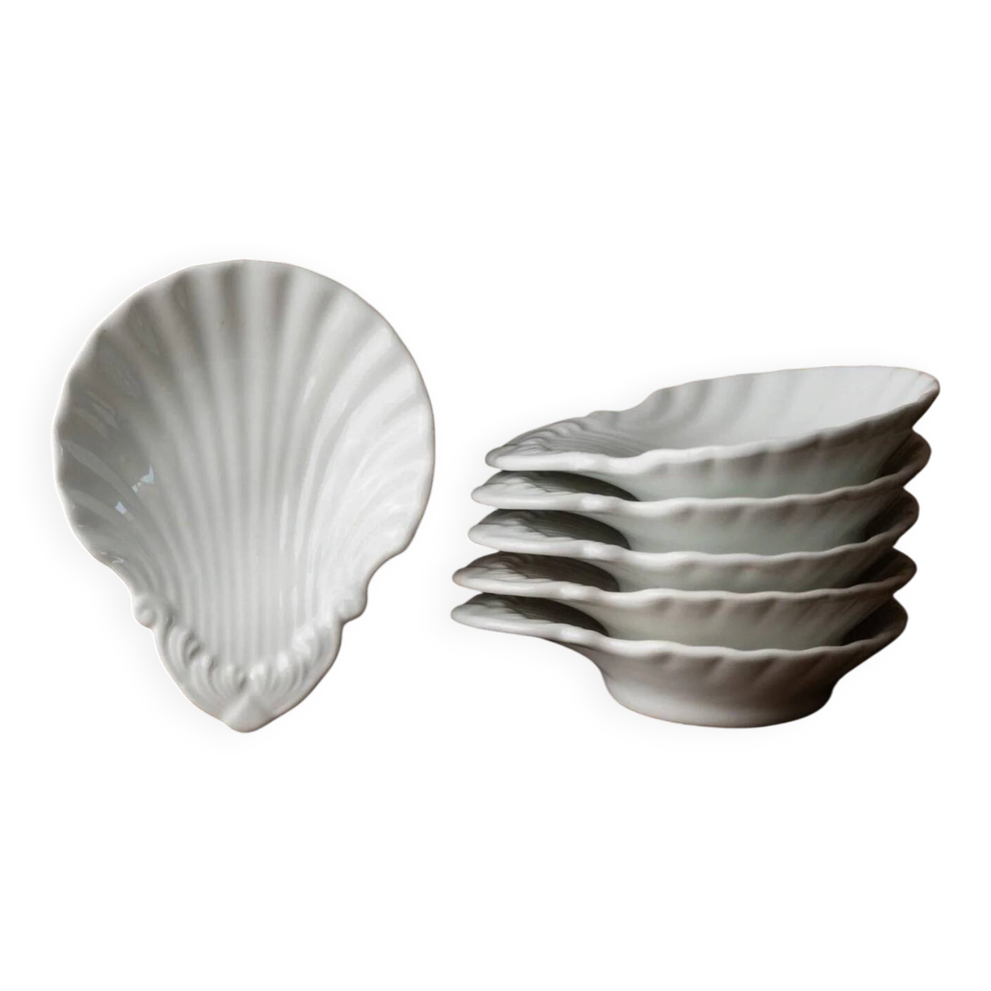6 vintage ceramic bowls in the shape of a shell - Del Vivo Firenze Italy 1970s