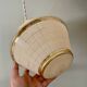 Vintage art deco globe pendant light in yellow and gold granite glass