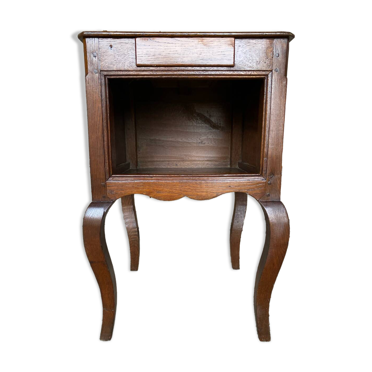 Louis XV Nightstand Table Wood Drawer + 19th Century Oak Vintage Case