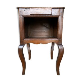 Louis XV Nightstand Table Wood Drawer + 19th Century Oak Vintage Case
