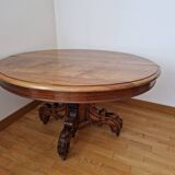 Napoleon III solid walnut pedestal table with extensions - 14 place settings