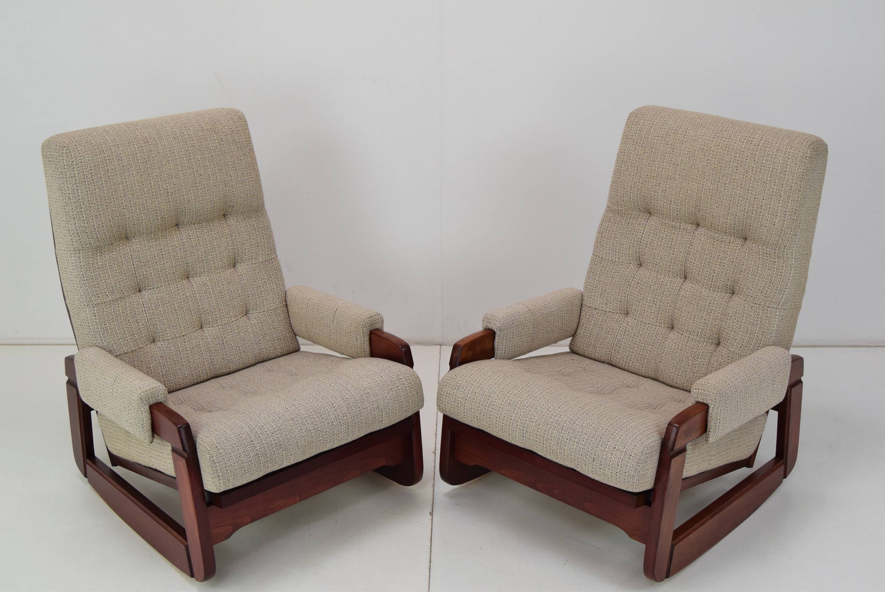 Pair of Mid-century Design Rocking Armchairs,1980's.