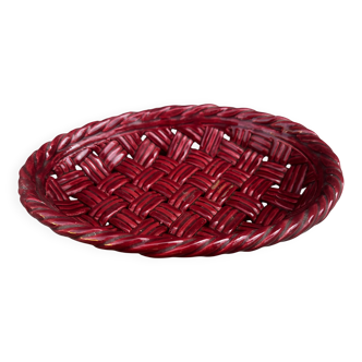 Corbeille, Vide Poche en céramique Tressée Vallauris années 50 L28cm/P20cm