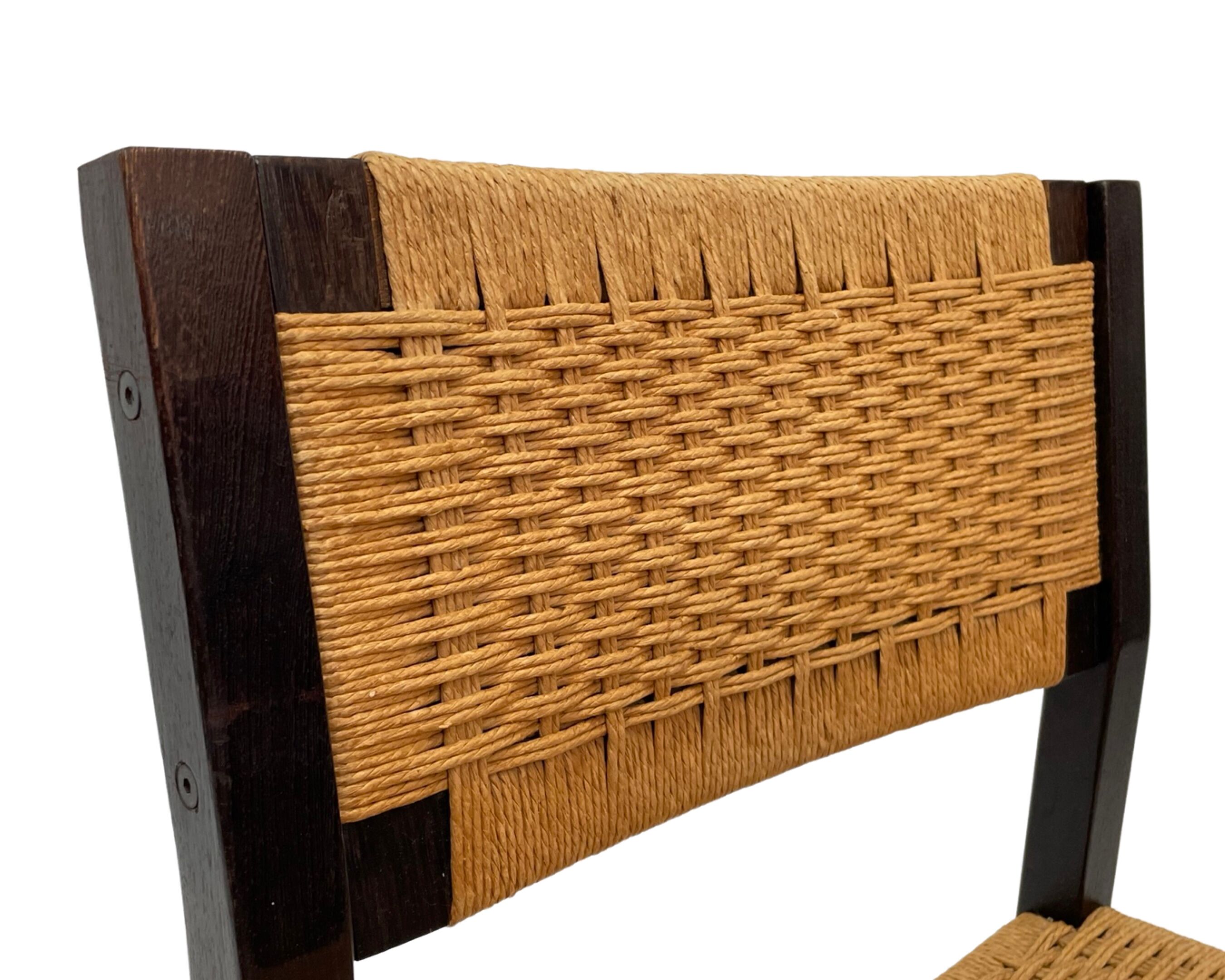 Vintage dining room chairs with papercord seat / 1970 design