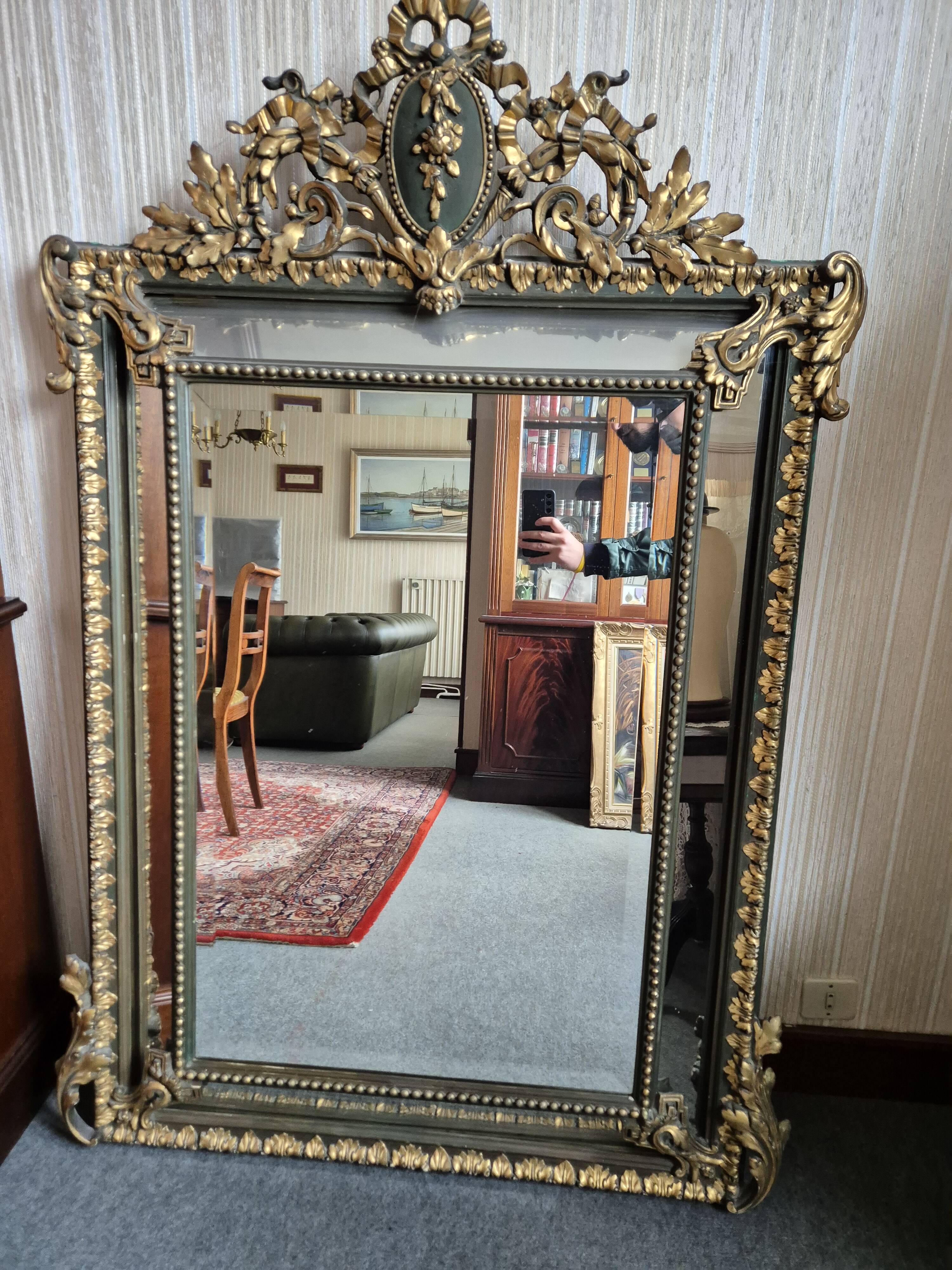 Trumeau mirror - marble, gilded, oak