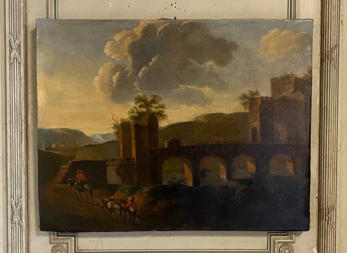 Italian landscape, oil on canvas, late 18th century