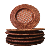 Set of 6 wicker and rattan undertributions