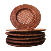 Set of 6 wicker and rattan undertributions