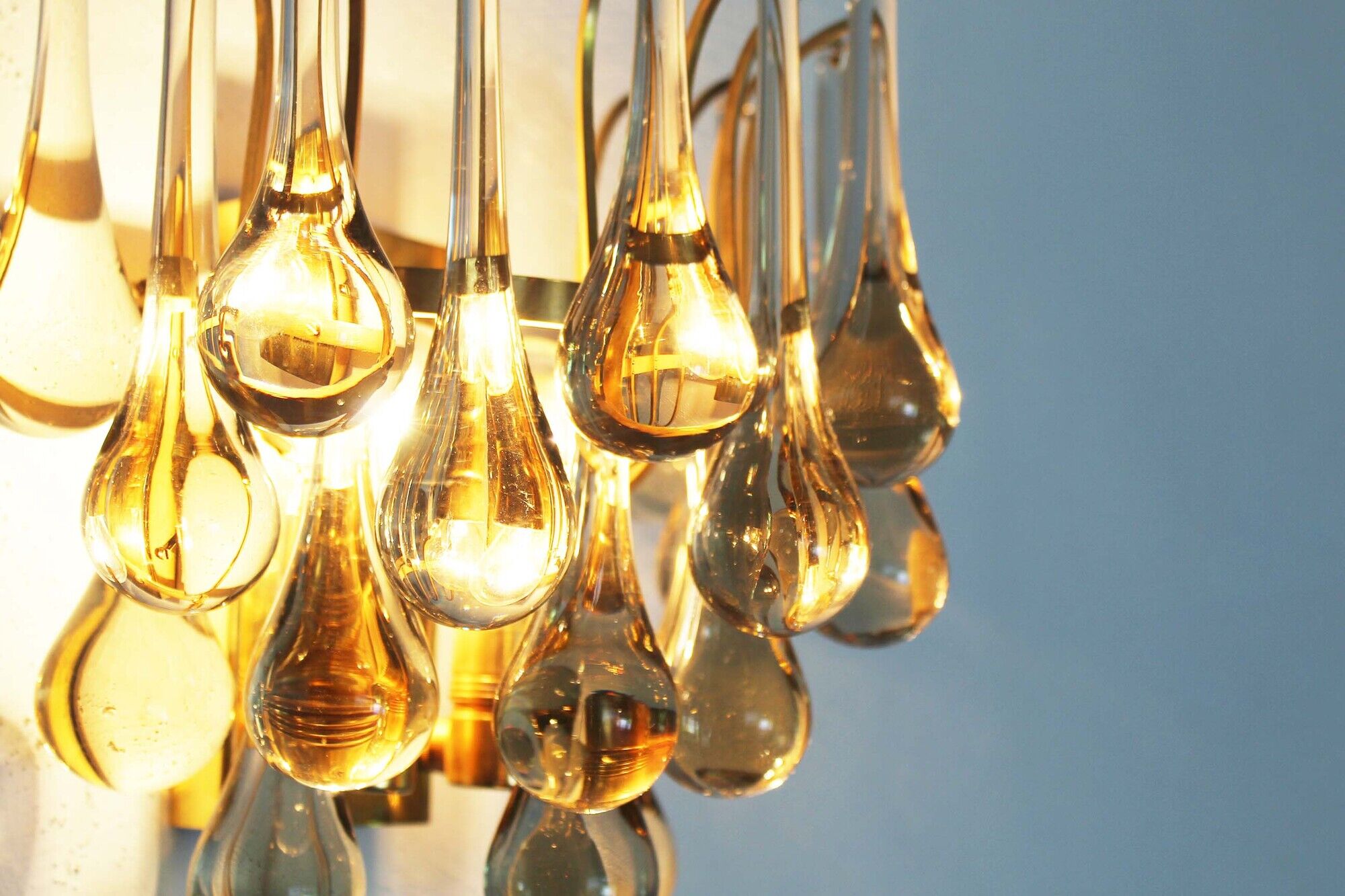 Gilt and crystal glass teardrop sconce by Christoph Palme