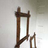 Pair of large vintage bamboo mirrors, 1970s