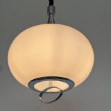 Large Scandinavian pendant light, up and down, opaline and chrome
