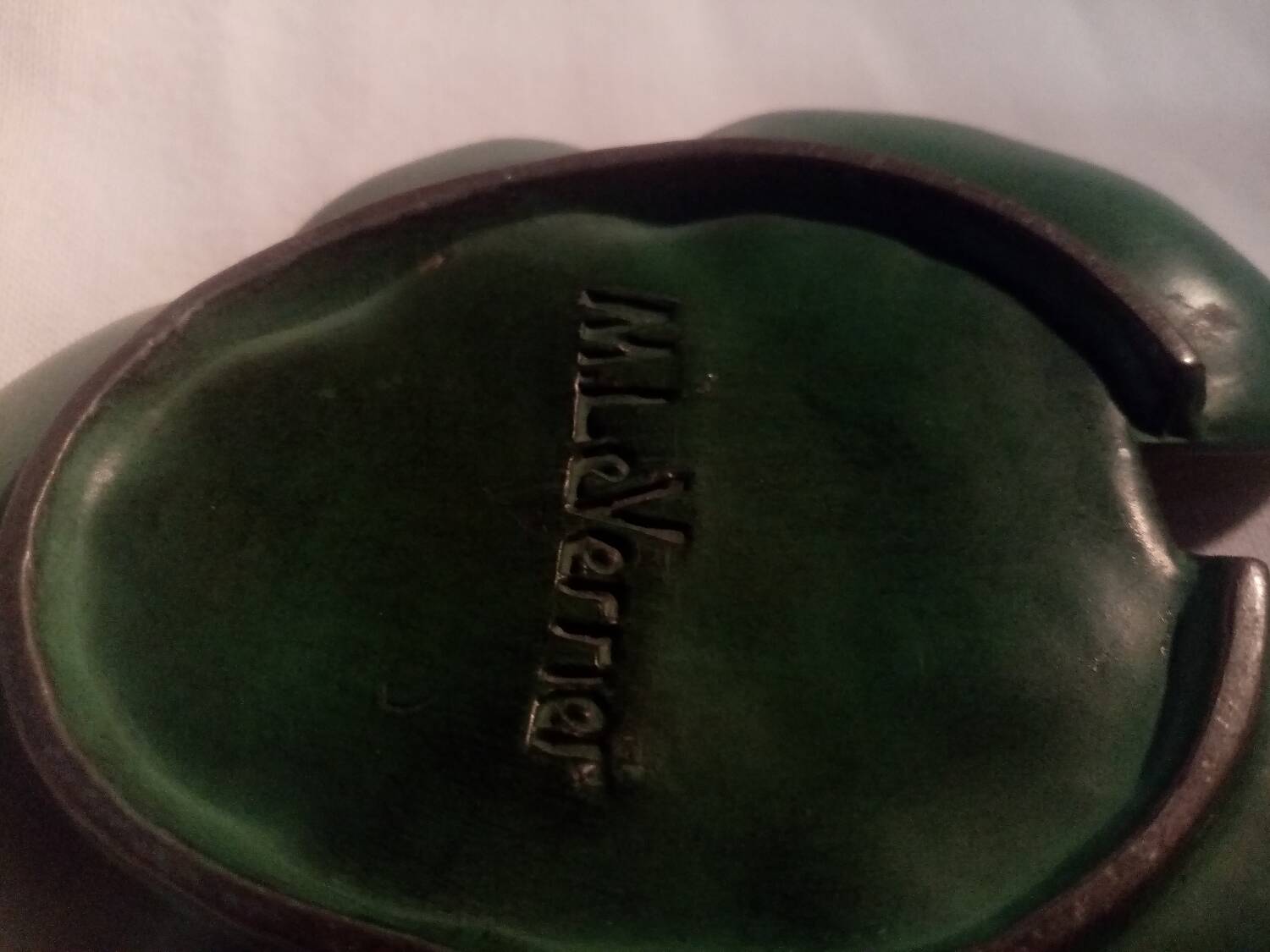 Superb old art deco ashtray signed max le verrier frog and water lily decor