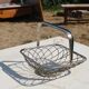 Vintage silver twisted metal basket – Foldable handle