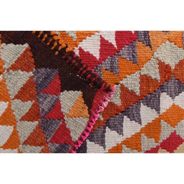 1970s Vintage Turkish Hand-Knotted Wool Cotton Orange Runner Rug 85x330