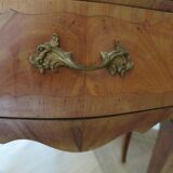 Pair of 2 Louis XV bedside tables - marquetry - 2 drawers - pink marble