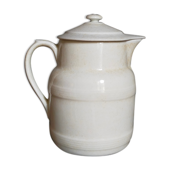 Covered pitcher in porcelain fire of Grigny XIXth stamped P.Precious