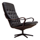 1970s, Scandinavian swivel armchair, original patchwork furniture leather.