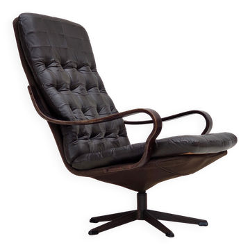 1970s, Scandinavian swivel armchair, original patchwork furniture leather.