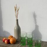 5 vintage green blown glass water glasses