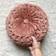 Vintage velvet cushion pleated round