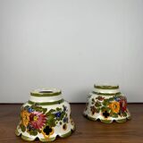 Pair of hand-painted ceramic pendant lights, 1980