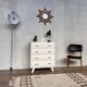 Commode blanche vintage pieds compas 1960