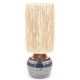 Blue and gold ceramic lamp by Georges Pelletier, raffia lampshade
