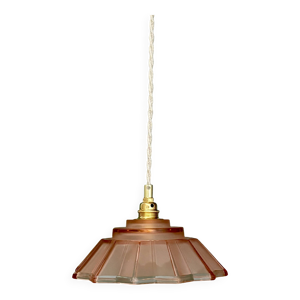 Suspension abat-jour - verre rose art