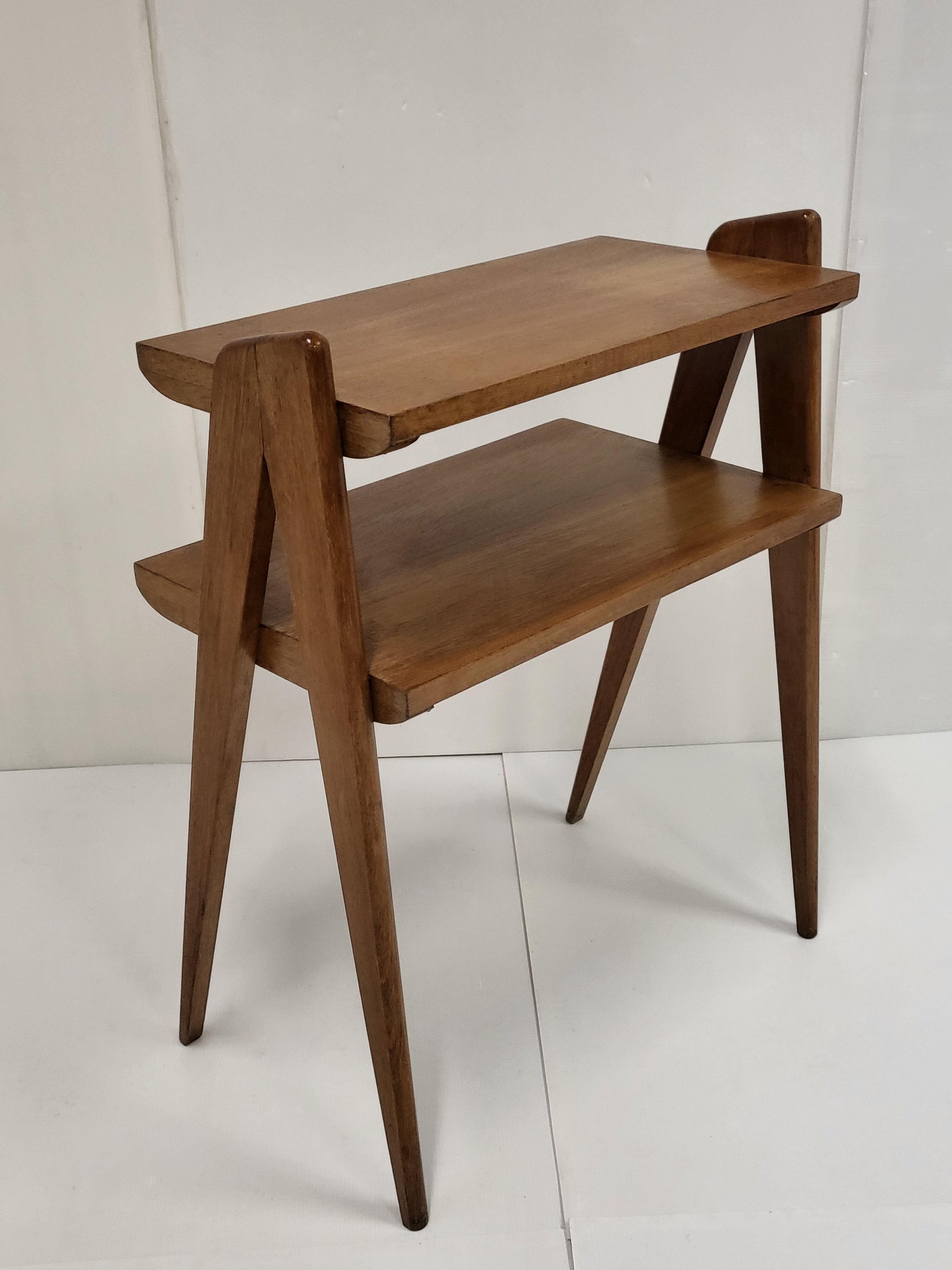 Vintage side table 1950 compass feet
