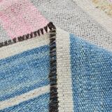 8x12 Light Blue & Off White Large Kilim Rug, 260x361Cm
