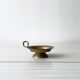Copper spade candle holder covered with a golden film - handle small ring - for candle with rod