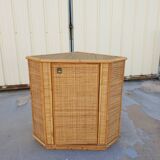 Rattan corner cupboard 1970