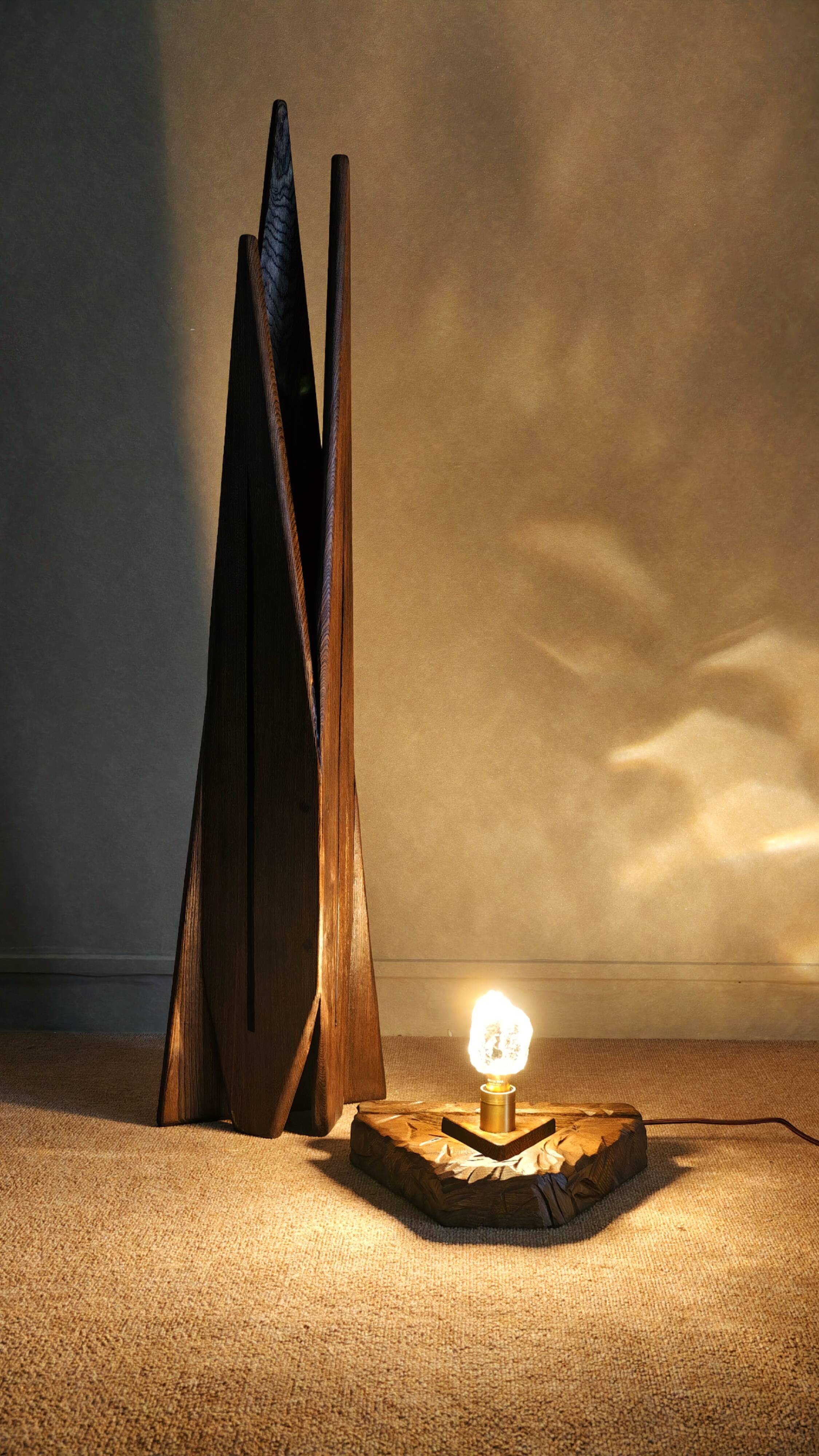 Sculptural Solid Wood Floor Lamp Post-Modern Light STRATA by Flowlight UK