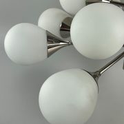 12-flame Sputnik chandelier from the 1960s and 1970s, Kaiser Leuchten, opal glass design