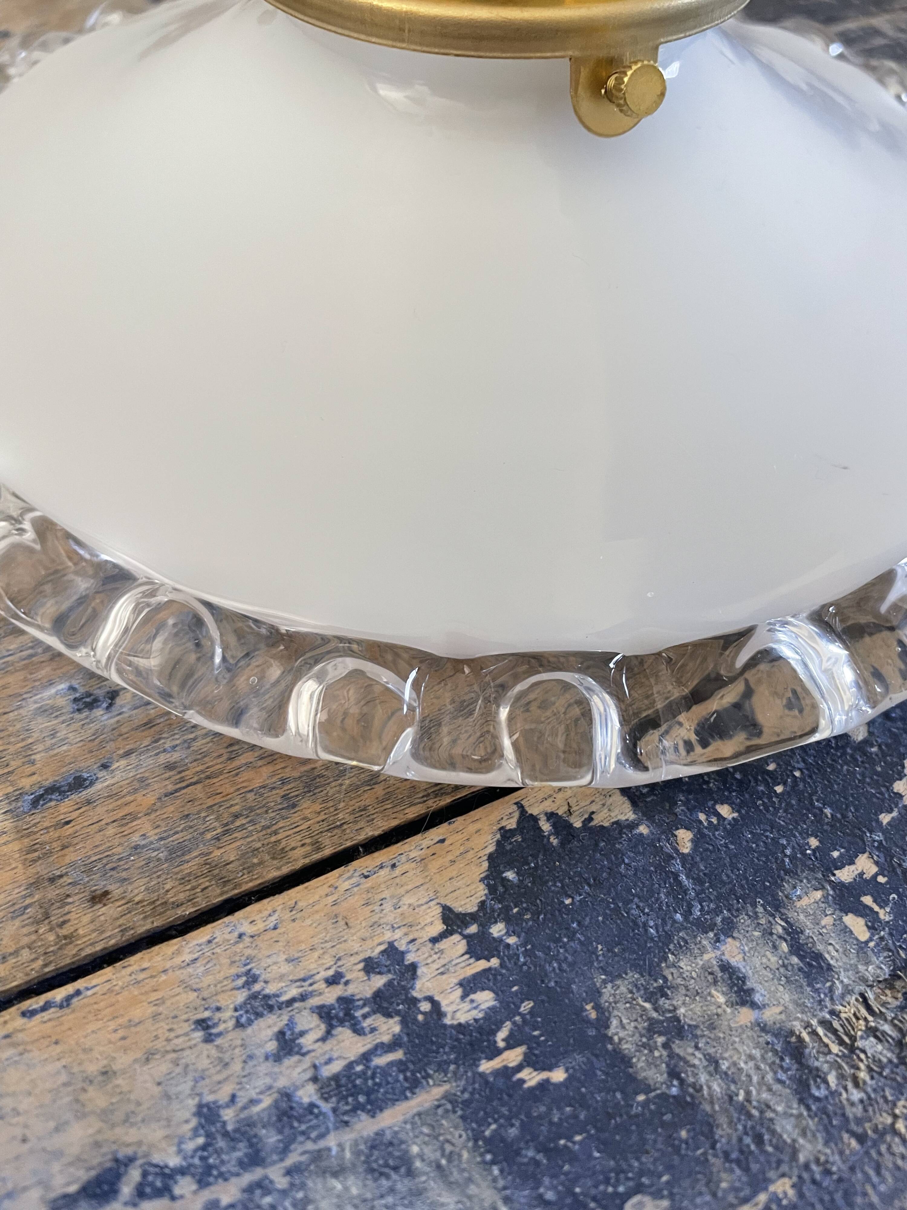 Vintage wall lamp in white opaline electrified to nine