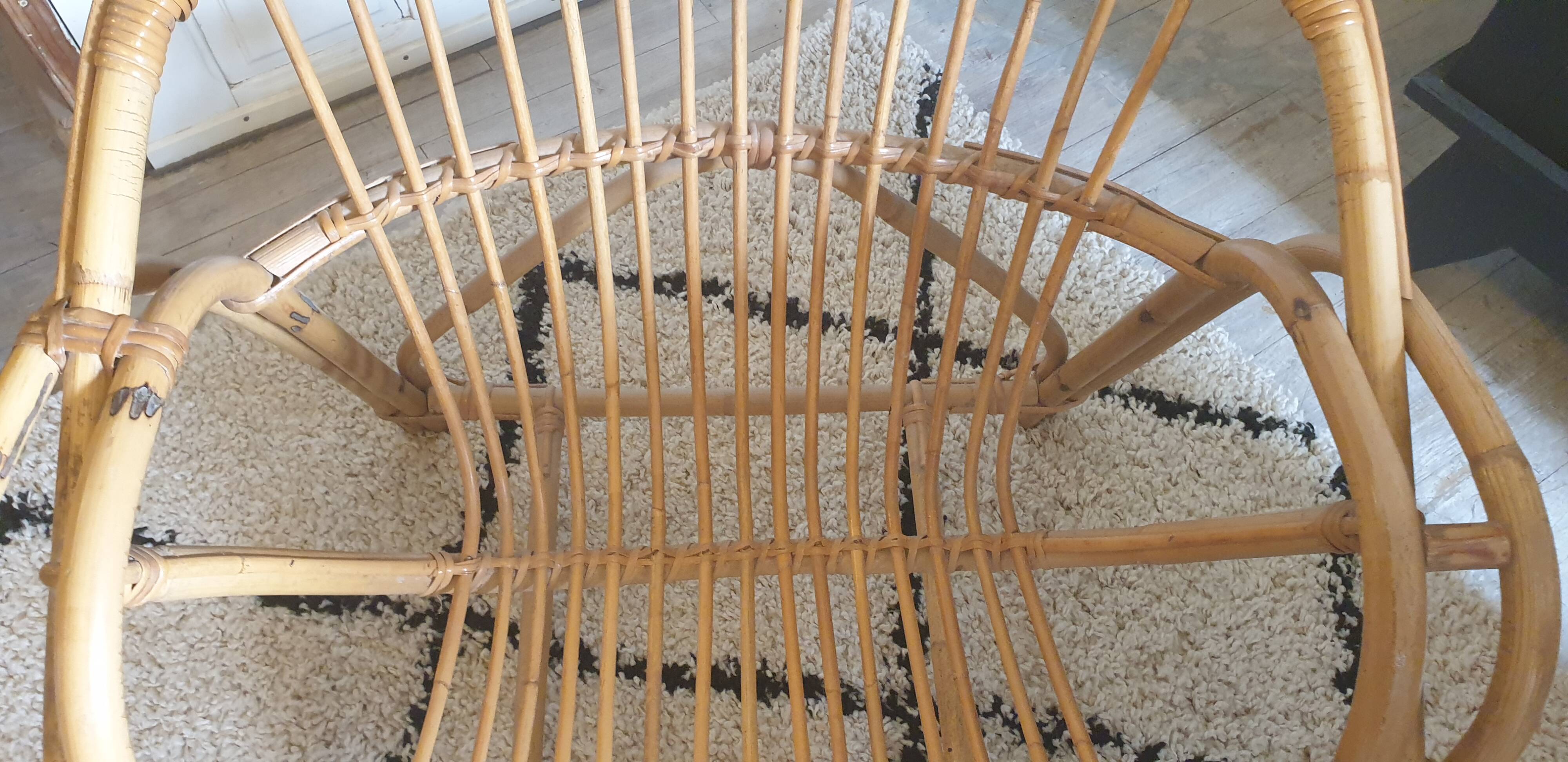 Rattan shell armchair