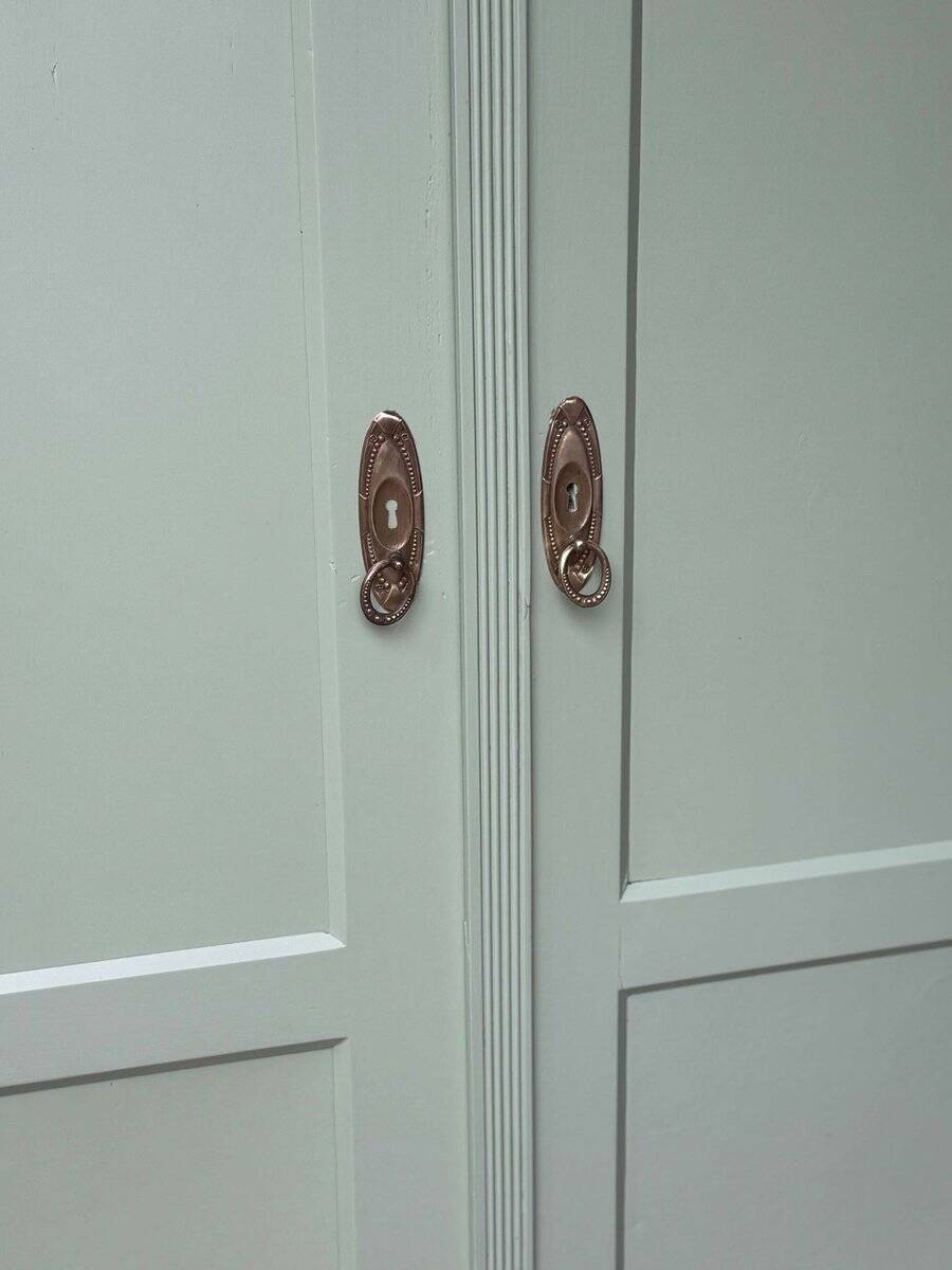 Antique painted green wooden wardrobe