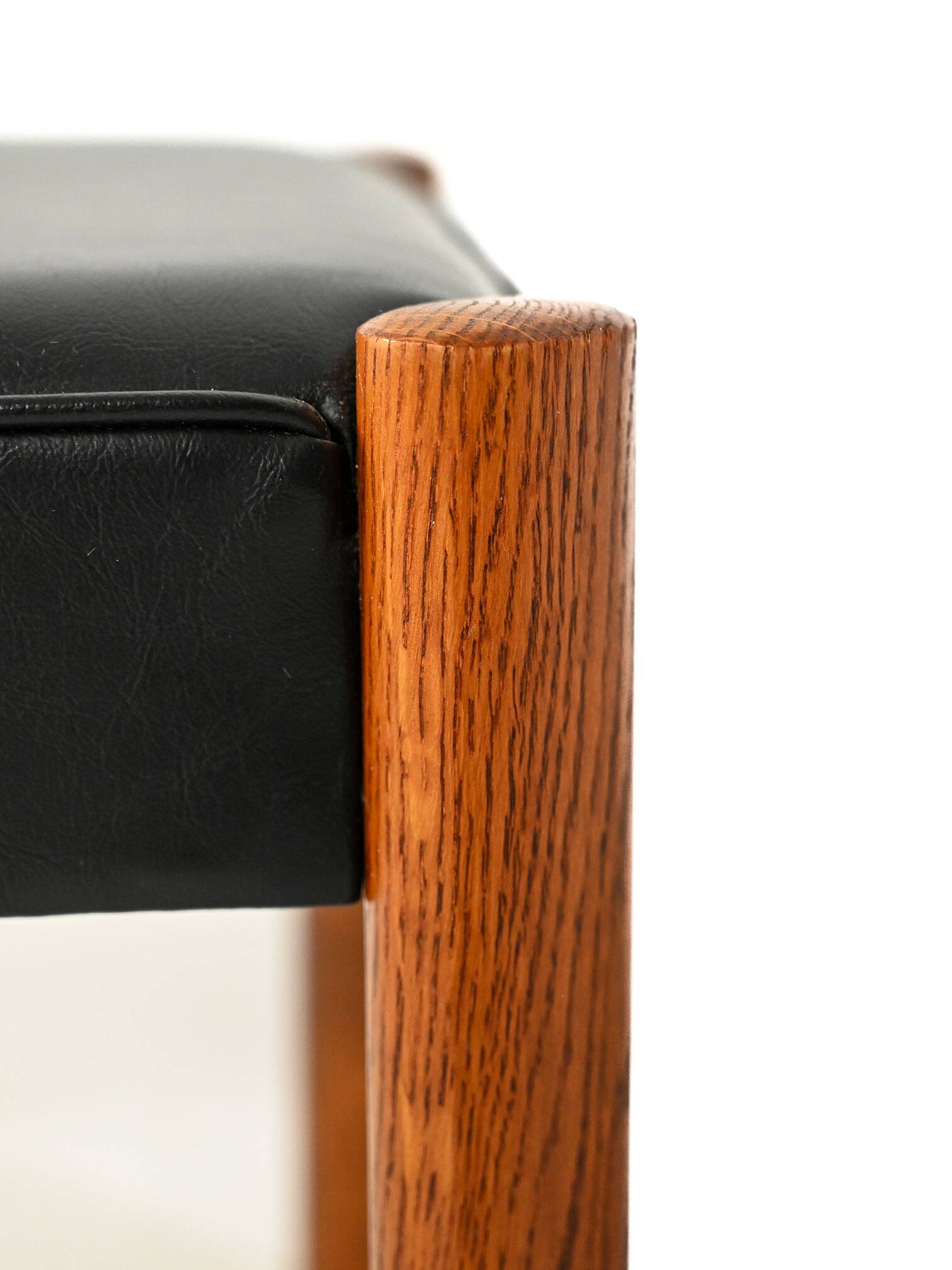 Scandinavian Teak Stool with Leather