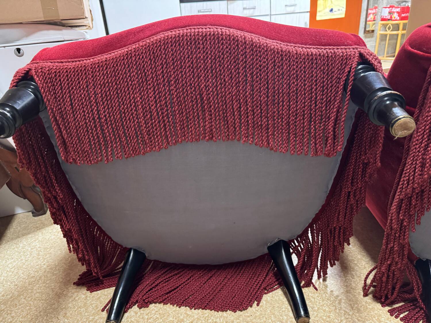 Pair of red toad theater armchairs