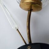 Pair of large gold wall lights with tulip-shaped globes by Arlus