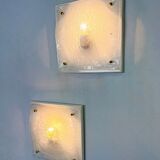 Pair of Murano frosted textured glass wall lights, Italy, 1960s