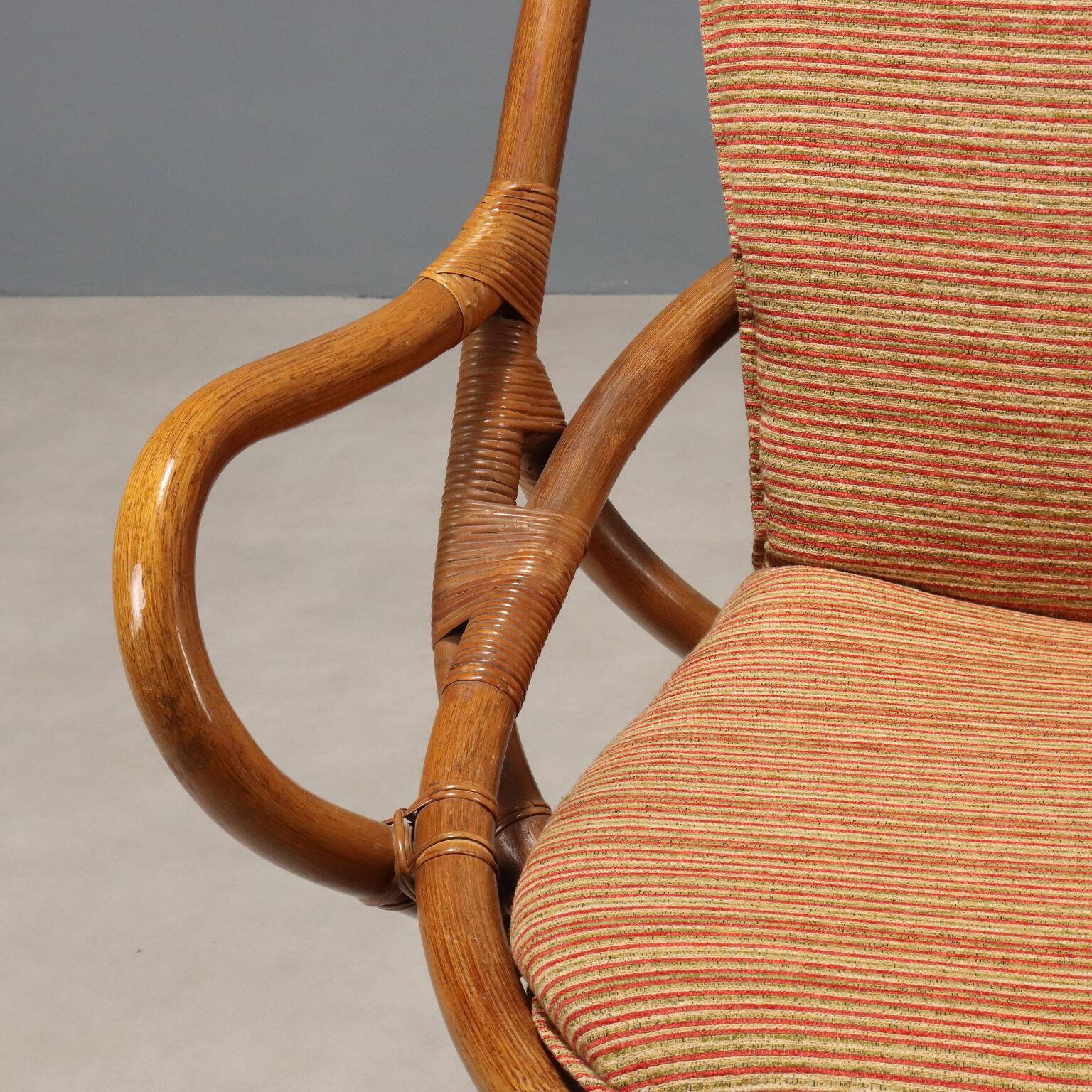 Pair of swivel armchairs in bamboo, 1960s