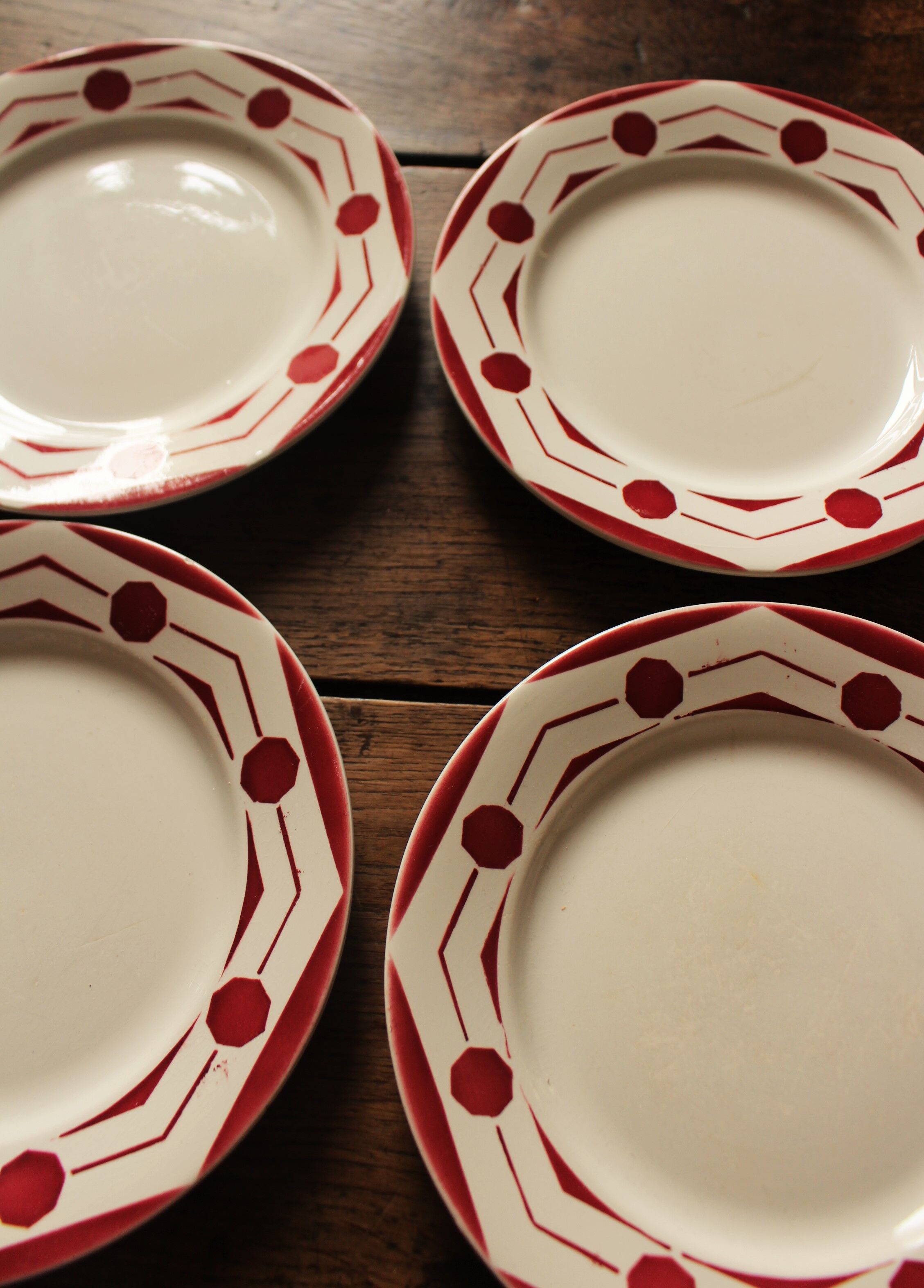 Lot 6 flat plates red Ciboulette Digoin Sarreguemines