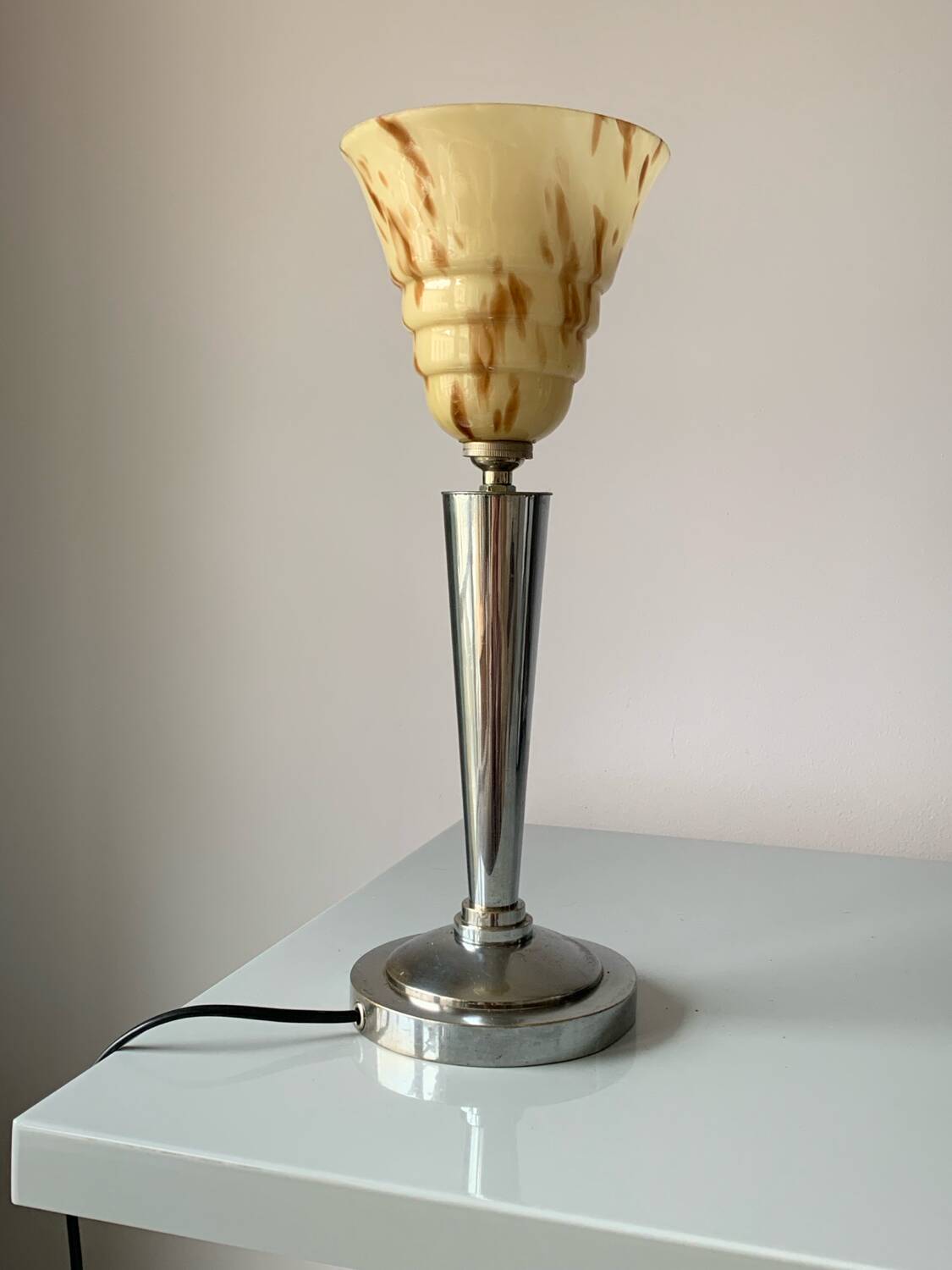 Silver bronze art deco table lamp