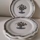 4 earthenware plates with old Rouen decoration, handmade blue floral basket