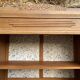 Parisian art deco glass cabinet in raw wood