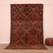 Burgundy Vintage Moroccan Rug 168 x 297 cm, Berber Wool Rug, Handmade Rug